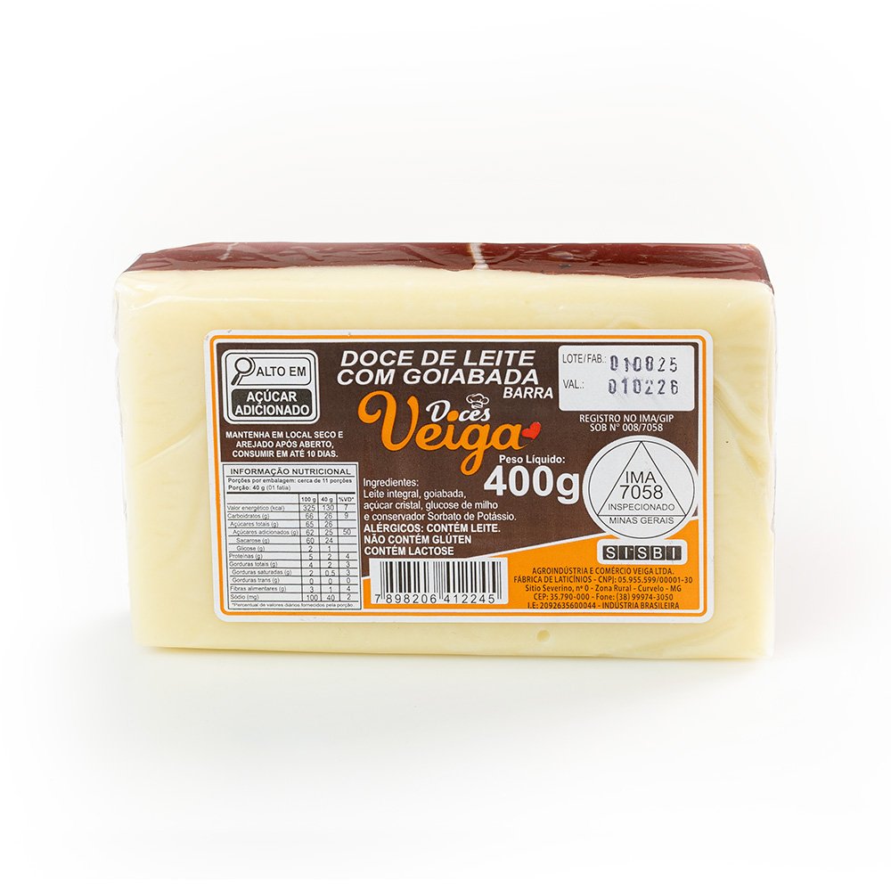 Doce de Leite com Goiabada Barra - 400g 1 (Barra) Doce de Leite com Goiabada - Imagem 1